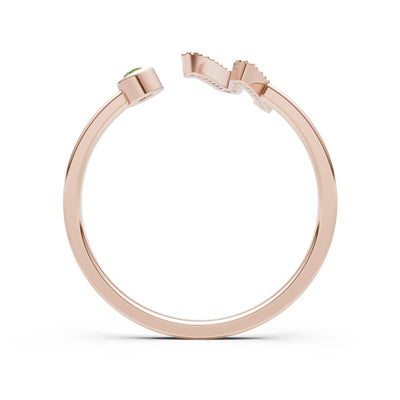 Dainty Initial Letter Birthstone Open Ring – N
