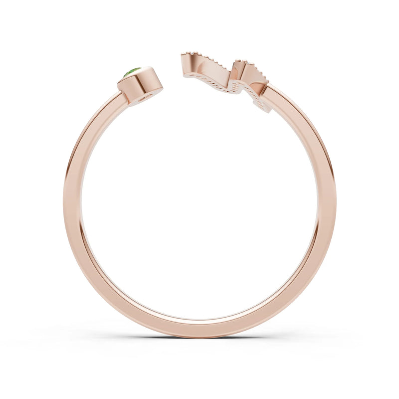 Dainty Initial Letter Birthstone Open Ring – N