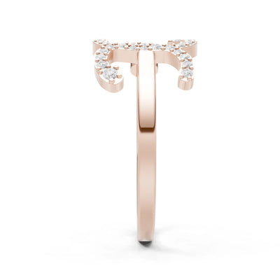 Dainty Initial Letter Birthstone Open Ring – X