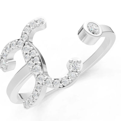 Dainty Initial Letter Birthstone Open Ring – X