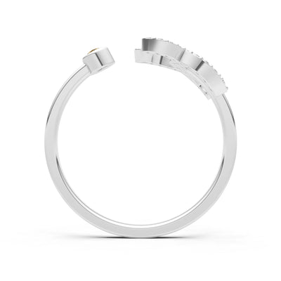 Citrine Dainty Initial Letter Birthstone Open Ring – X