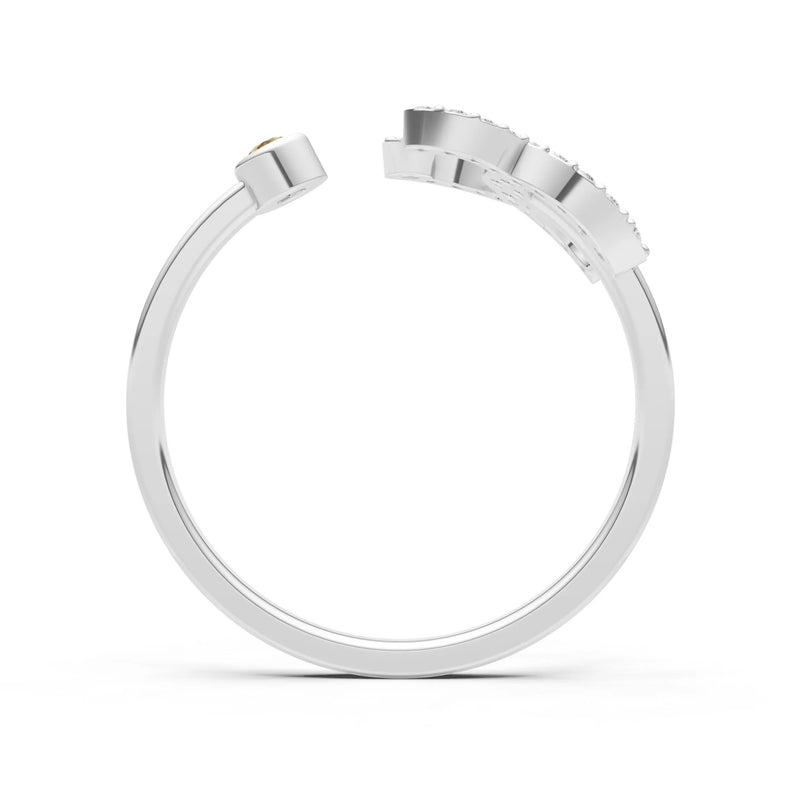 Citrine Dainty Initial Letter Birthstone Open Ring – X