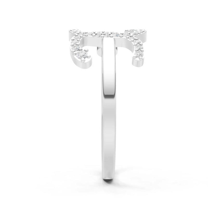 Citrine Dainty Initial Letter Birthstone Open Ring – X