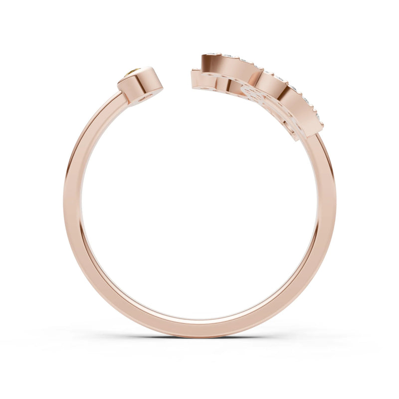 Citrine Dainty Initial Letter Birthstone Open Ring – X