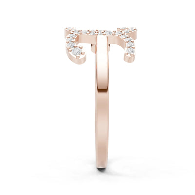 Citrine Dainty Initial Letter Birthstone Open Ring – X