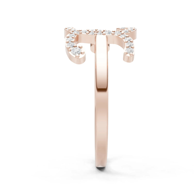 Citrine Dainty Initial Letter Birthstone Open Ring – X