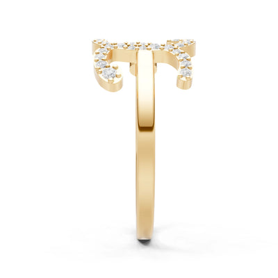 Emerald Dainty Initial Letter Birthstone Open Ring – X