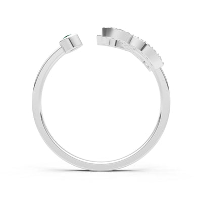 Dainty Initial Letter Birthstone Open Ring – X