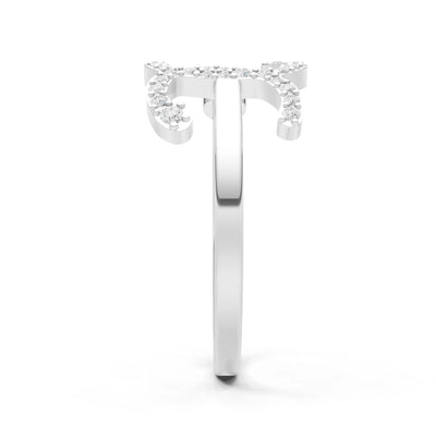 Emerald Dainty Initial Letter Birthstone Open Ring – X