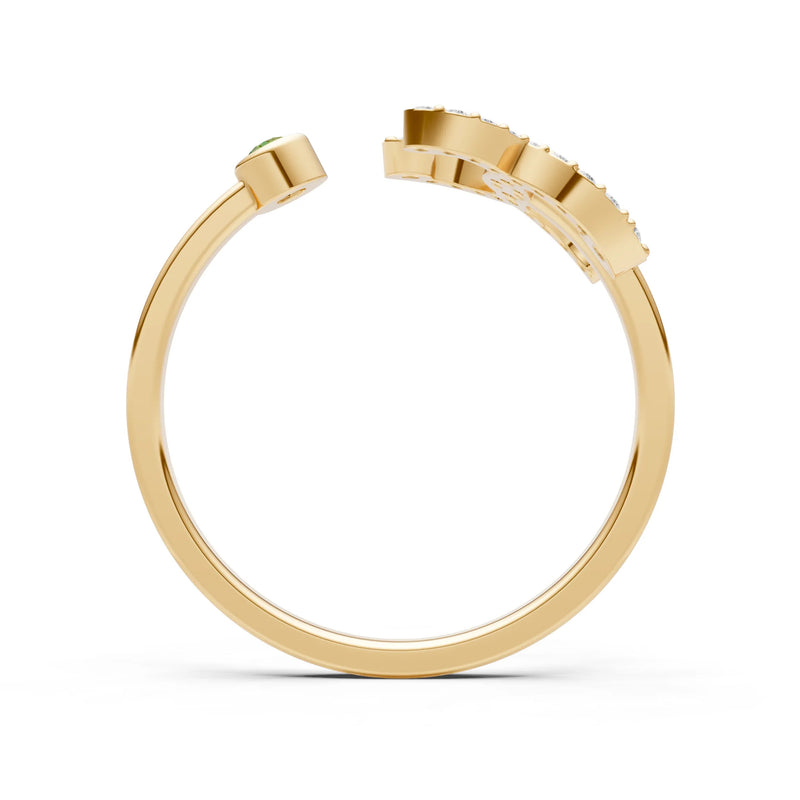 Dainty Initial Letter Birthstone Open Ring – X