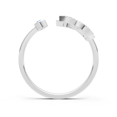 Dainty Initial Letter Birthstone Open Ring – X