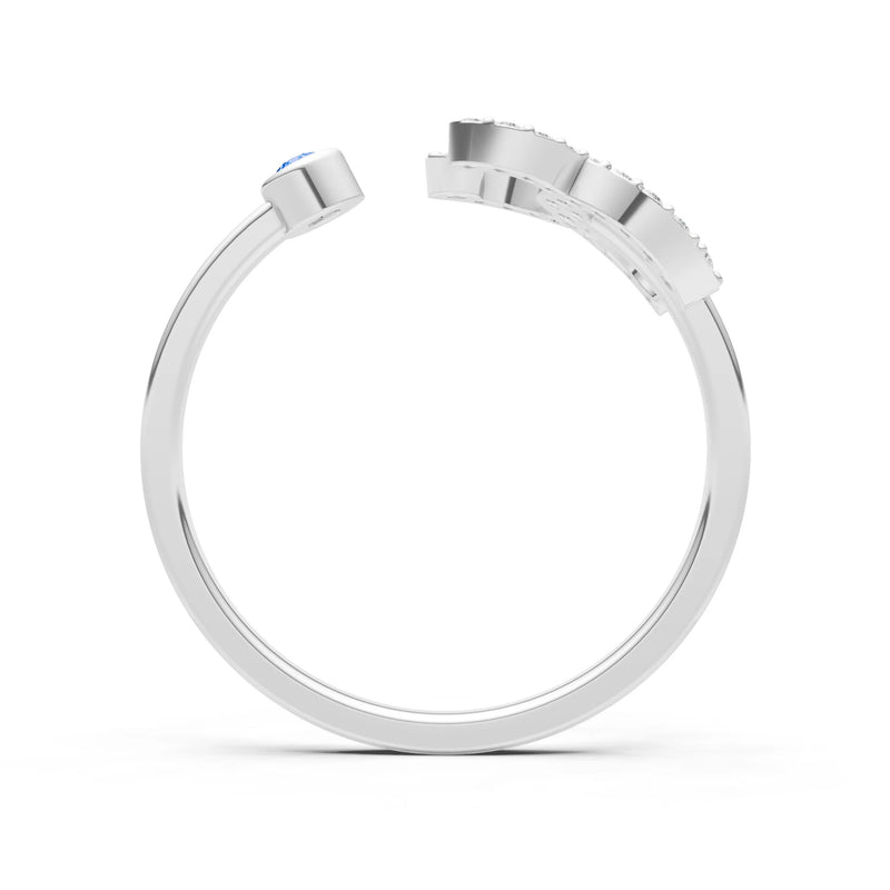 Dainty Initial Letter Birthstone Open Ring – X