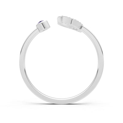 Amethyst Dainty Initial Letter Birthstone Open Ring – O