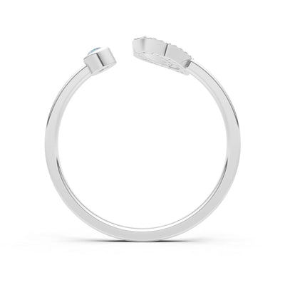 Aquamarine Dainty Initial Letter Birthstone Open Ring – O