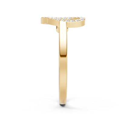 Citrine Dainty Initial Letter Birthstone Open Ring – O