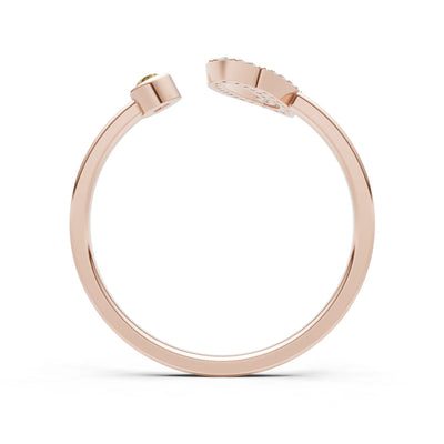 Citrine Dainty Initial Letter Birthstone Open Ring – O