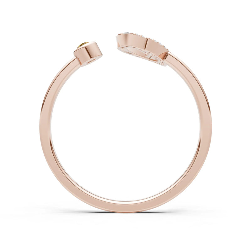 Citrine Dainty Initial Letter Birthstone Open Ring – O