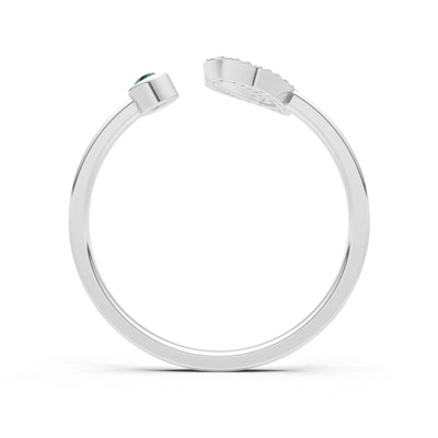 Emerald Dainty Initial Letter Birthstone Open Ring – O