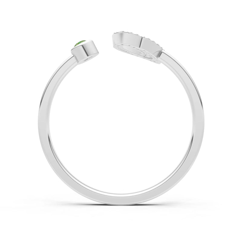 Peridot Dainty Initial Letter Birthstone Open Ring – O
