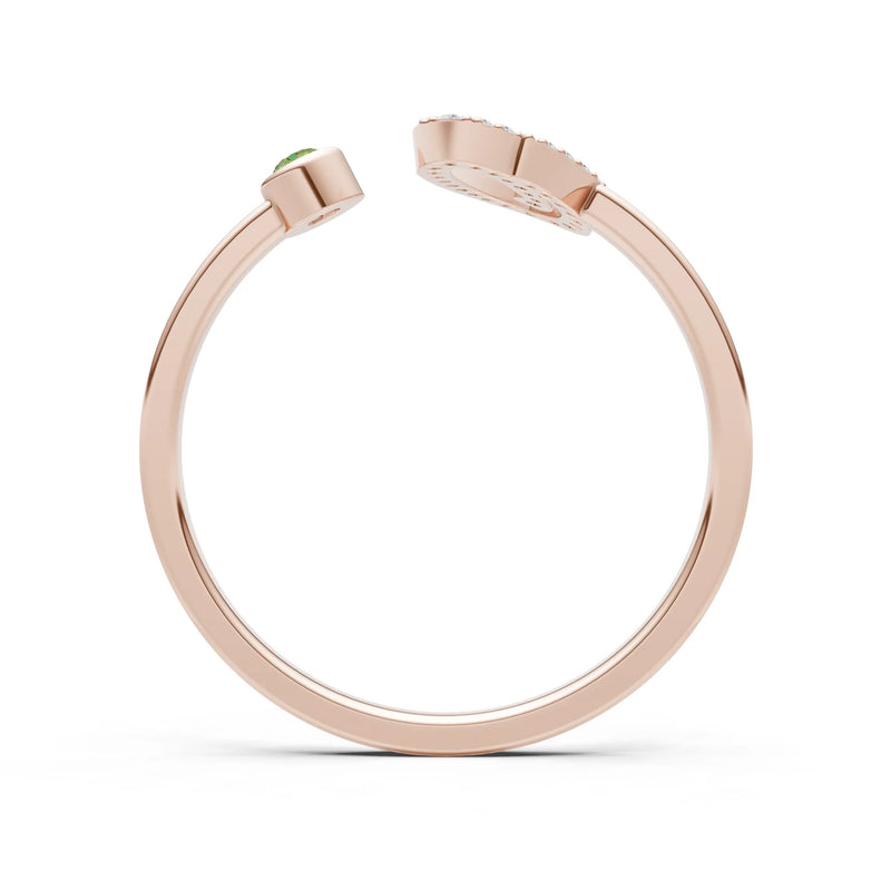 Dainty Initial Letter Birthstone Open Ring – O