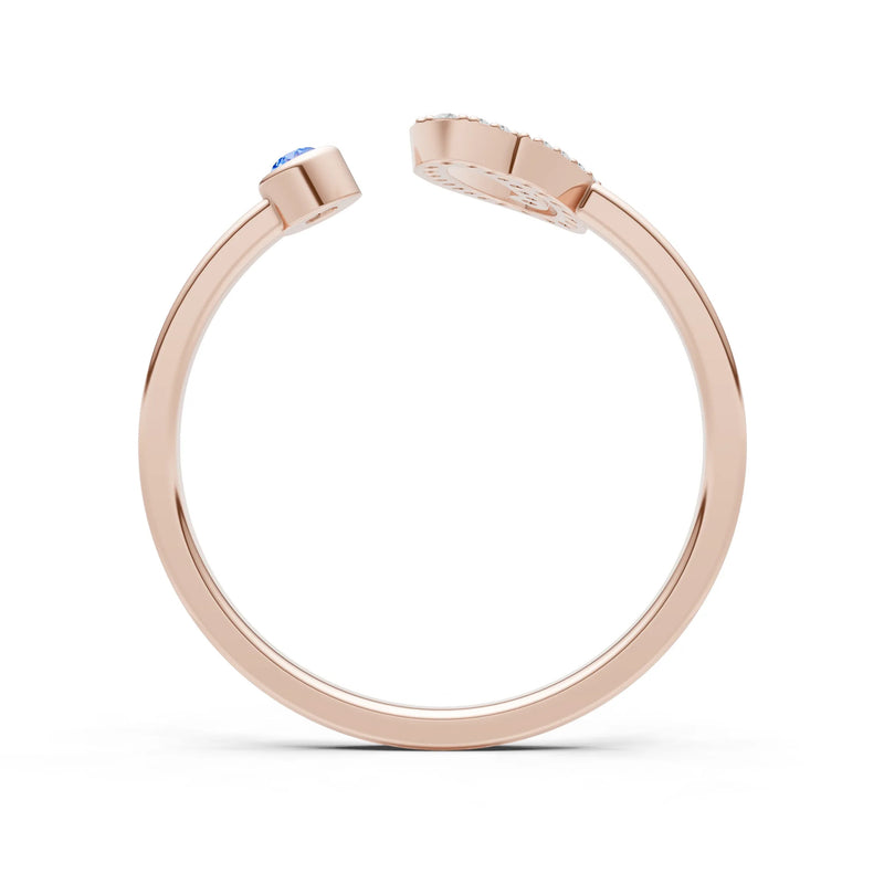 Dainty Initial Letter Birthstone Open Ring – O