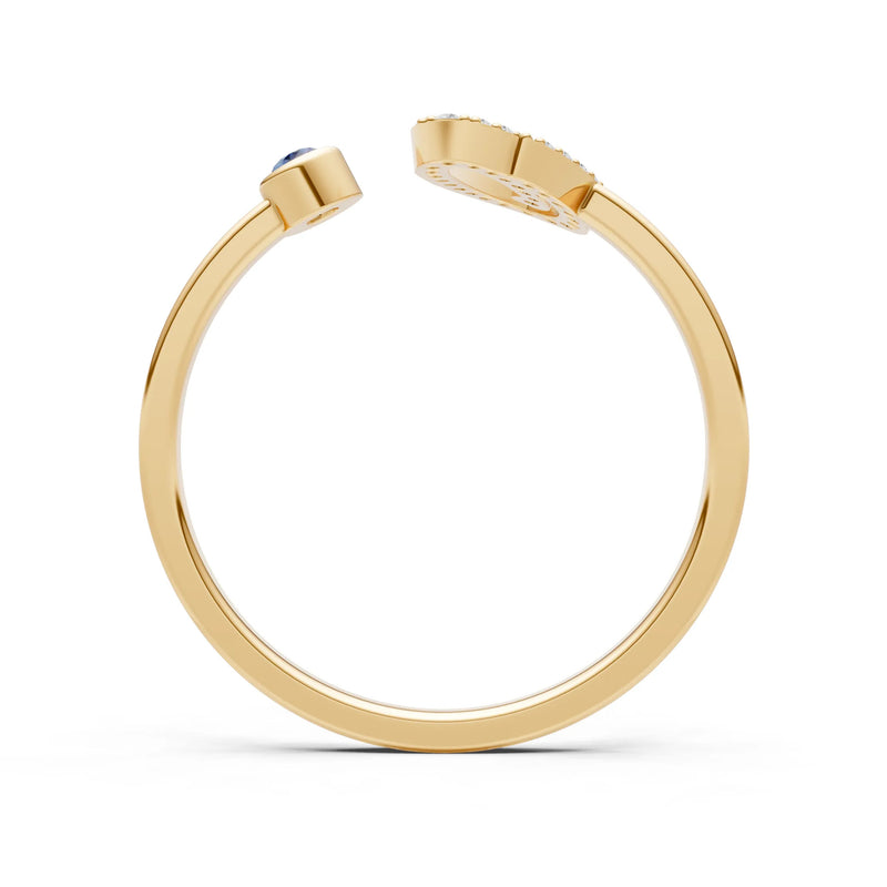 Dainty Initial Letter Birthstone Open Ring – O