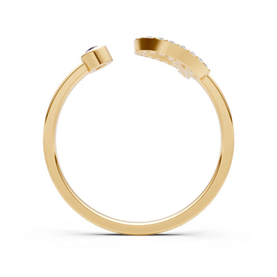 Dainty Initial Letter Birthstone Open Ring – P