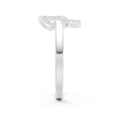 Dainty Initial Letter Birthstone Open Ring – P