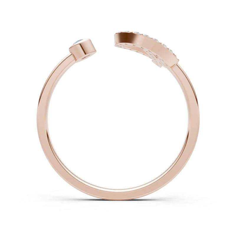Dainty Initial Letter Birthstone Open Ring – P