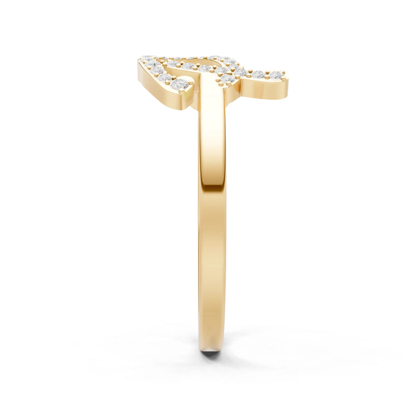 Citrine Dainty Initial Letter Birthstone Open Ring – P