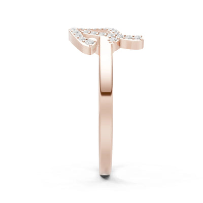 Citrine Dainty Initial Letter Birthstone Open Ring – P