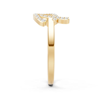Dainty Initial Letter Birthstone Open Ring – P