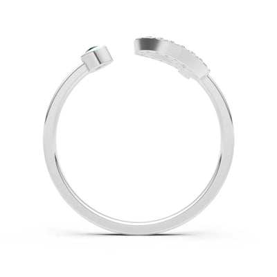 Dainty Initial Letter Birthstone Open Ring – P