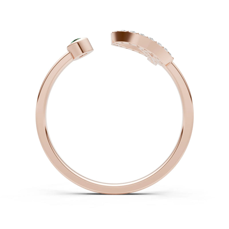 Dainty Initial Letter Birthstone Open Ring – P