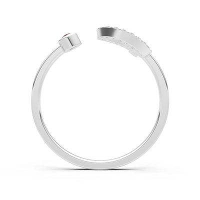 Dainty Initial Letter Birthstone Open Ring – P
