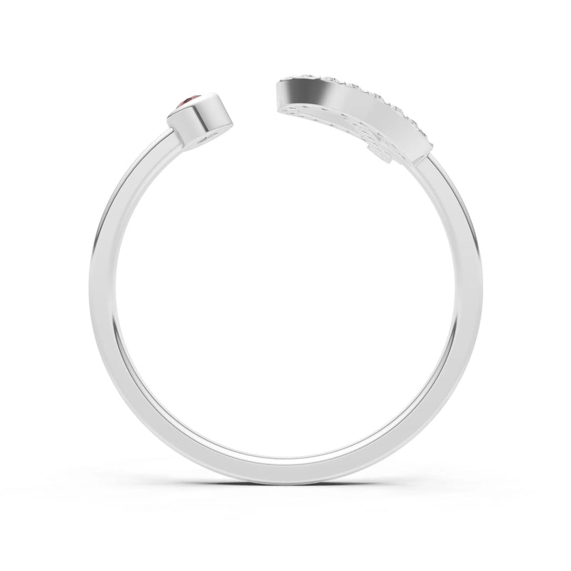 Dainty Initial Letter Birthstone Open Ring – P