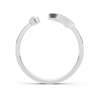 Dainty Initial Letter Birthstone Open Ring – P