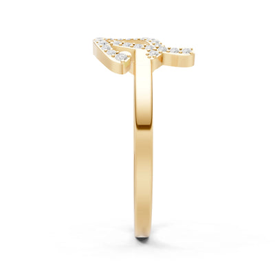 Swiss Blue Topaz Dainty Initial Letter Birthstone Open Ring – P