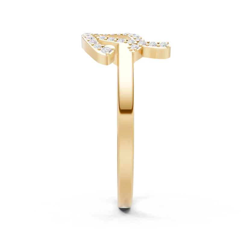 Swiss Blue Topaz Dainty Initial Letter Birthstone Open Ring – P
