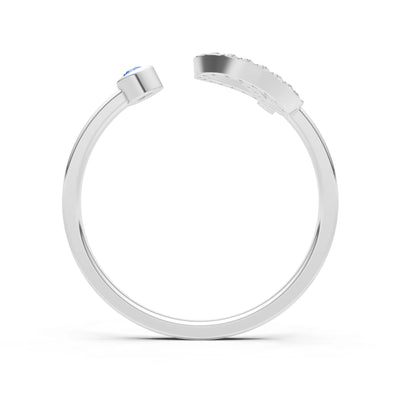 Dainty Initial Letter Birthstone Open Ring – P