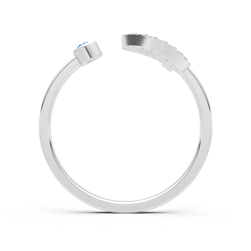 Dainty Initial Letter Birthstone Open Ring – P