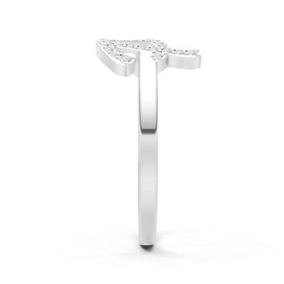 Swiss Blue Topaz Dainty Initial Letter Birthstone Open Ring – P