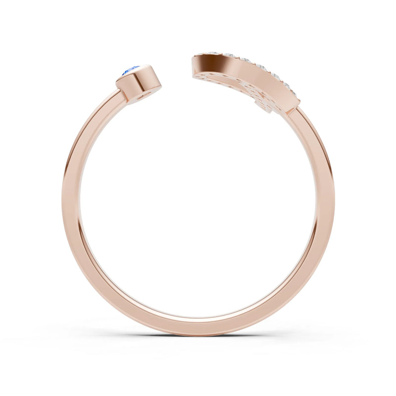 Dainty Initial Letter Birthstone Open Ring – P