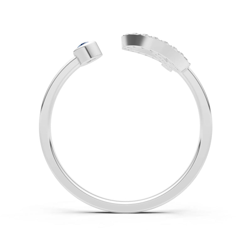 Dainty Initial Letter Birthstone Open Ring – P
