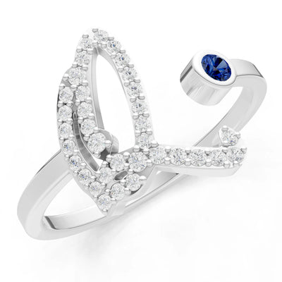 Dainty Initial Letter Birthstone Open Ring – Q