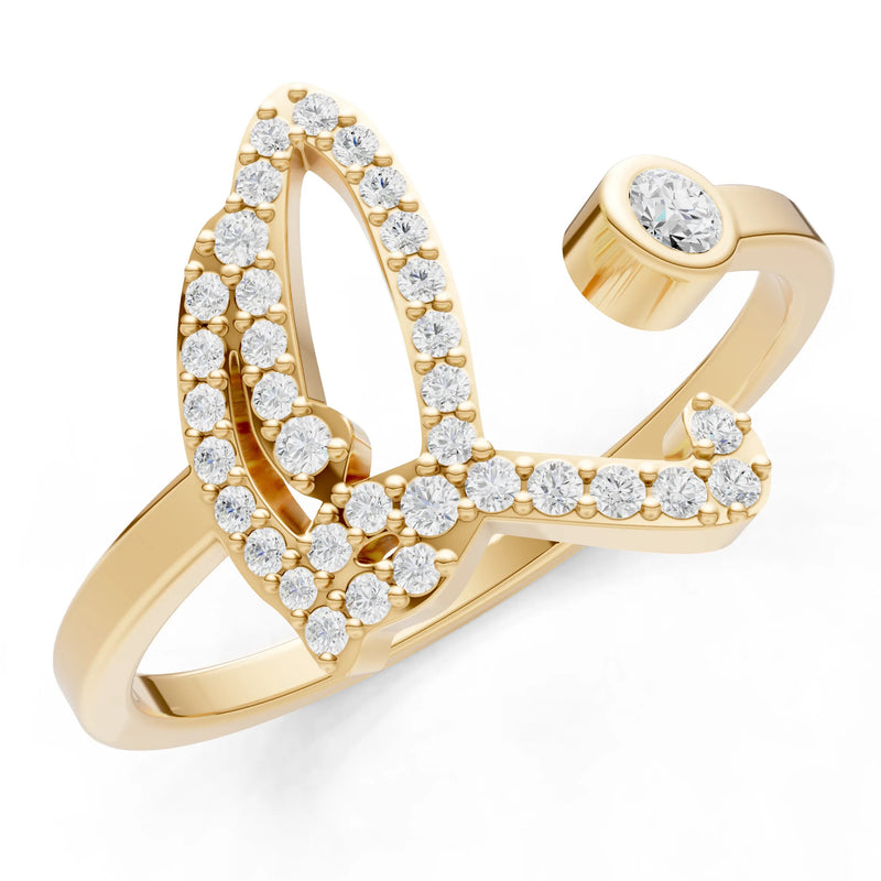 Dainty Initial Letter Birthstone Open Ring – Q