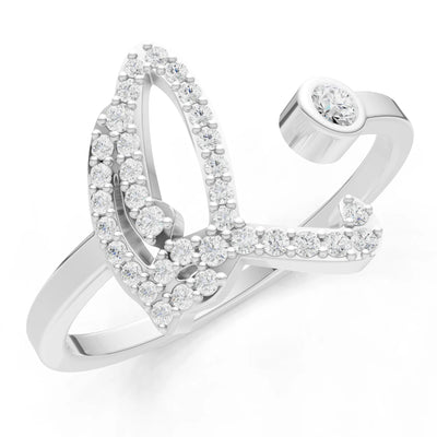 Dainty Initial Letter Birthstone Open Ring – Q
