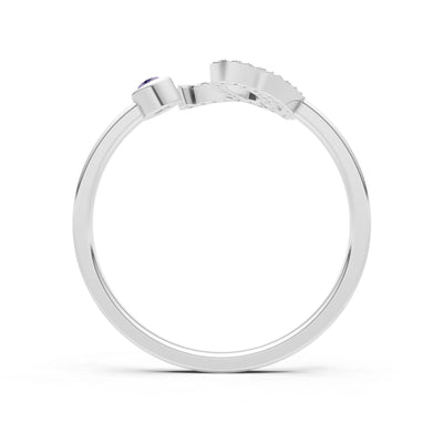 Dainty Initial Letter Birthstone Open Ring – Q