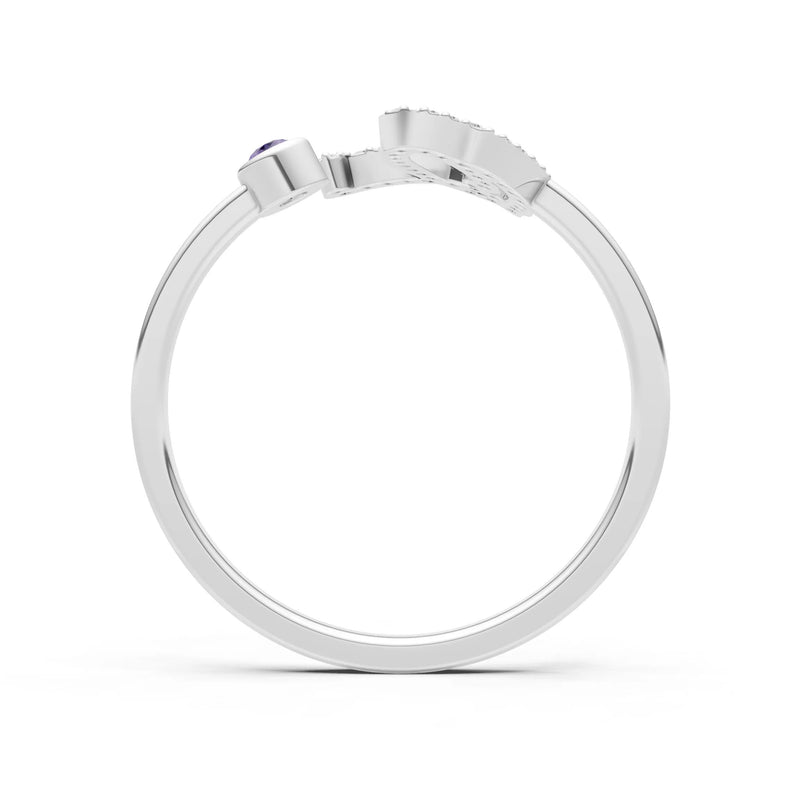 Dainty Initial Letter Birthstone Open Ring – Q