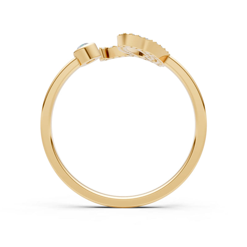 Dainty Initial Letter Birthstone Open Ring – Q